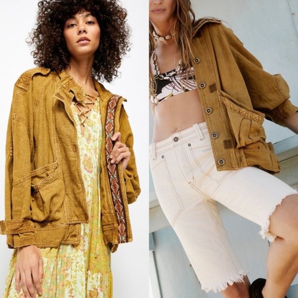 Free People Jayde Safari Bomber Linen 
